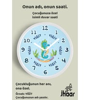 İsme Özel Sevimli Denizatı Çocuk Odası Duvar Saati Orta Boy 30 cm Beyaz Camlı Sessiz