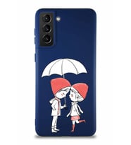 Samsung Galaxy S21 Plus Soft Premier Kapak Aşk Tasarımlı Silikon Kılıf - Lacivert (Şeffaf)