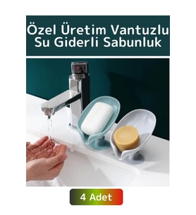 Özel Üretim Banyo Mutfak Lavabo Su Giderli Küflenme Kuruma Koku Önleyici Vantuzlu Sabunluk 4 Adet