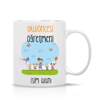 Okul Öncesi Öğretmeni Kupa Bardak Kişiye Özel İsimli Hediyelik Çay Kahve Kupa Bardak-K5014