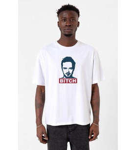 Breaking Bad Jesse Pinkman Bitch Beyaz Erkek Oversize Tshirt