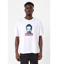 Breaking Bad Jesse Pinkman Bitch Beyaz Erkek Oversize Tshirt