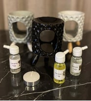 Buhurdanlık Seramik Ahşap Ayaklı & Buhur Koku Mum Set