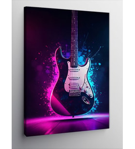 Kanvas Tablo Neon Gitar