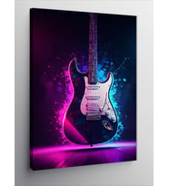 Kanvas Tablo Neon Gitar