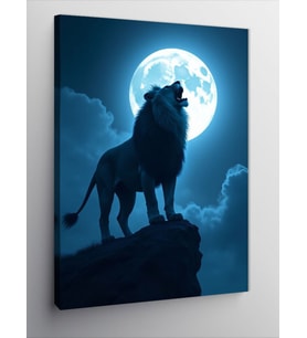Kanvas Tablo Ayışığında Aslan
