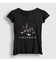 Presmono Kadın Siyah Checkmate Chess Satranç T-Shirt 331562tt