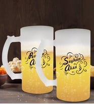 BK Gift Kişiye Özel İsimli 2’li Buzlu Cam Bira Bardağı 50cl-5 (Beyaz)