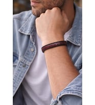 Crimson Circuit – Bordo & Siyah Modern Erkek Bileklik-1384