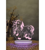 Sevimli 3D Pony Gece Lambası, Renkli ve Şık Dekorasyon Parçası (Krem)