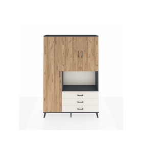 Arges Dolap 6 Raflı 3 Çekmeceli 3 Kapaklı 132x30x195 Antrasit-Çam/Aytaşı