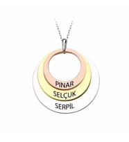 Gümüş isimli 3 halkalı kolye (Rose)