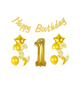 1 Yaş Altın Happy Birthday Set