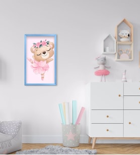 BK Home Sevimli Ayıcık Tasarımlı Dekoratif Mavi Ahşap Çerçeveli Çocuk Odası Tablo-2