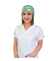 Şirin Kafalar Desenli Doktor Hemşire Çocuk Cerrahi Bone (Yeşil)