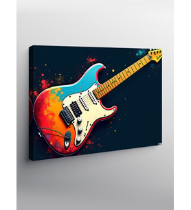 Kanvas Tablo Renkli Elektro Gitar Çizimi