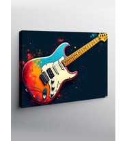 Kanvas Tablo Renkli Elektro Gitar Çizimi