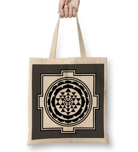 Hinduism Sri Yantra Bez Çanta Uzun Saplı