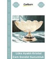 Özel Üretim Dekoratif Tasarım Meyvelik Salon Lüks Ayaklı Kristal Cam Gondol Sunumluk Gold Detaylı