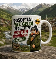 Ardahan Posof Temalı Esprili Hediyelik Kupa Bardak - Posof'ta Yaz Geldi Baskılı Kupa