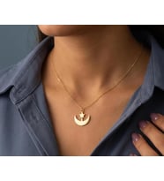 Kişiye Özel Minimal Hilal ve Yıldız Kolye 925K Gümüş (Gold)