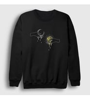 Presmono Unisex Siyah Drip Sun Moon Güneş Ay Sweatshirt 398538tt
