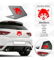 Vahşi Kurt Siluet Kırmızı Renk Oto Sticker -Araba Etiket, Araç Aksesuar, Sport, Modifiye