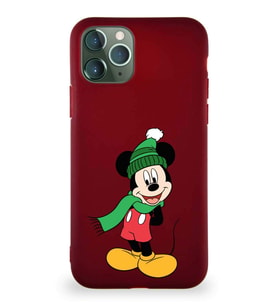 Apple iPhone 11 Pro Soft Premier Kapak Mickey Mouse-G Tasarımlı Silikon Kılıf - Mürdüm (Şeffaf)