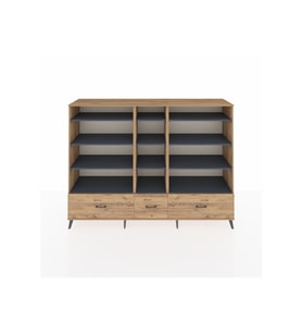 Hyperion Dolap 12 Raflı 3 Çekmeceli  220x44x163 Çam-Antrasit/Çam