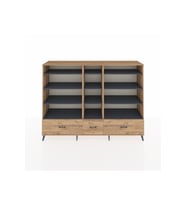 Hyperion Dolap 12 Raflı 3 Çekmeceli  220x44x163 Çam-Antrasit/Çam