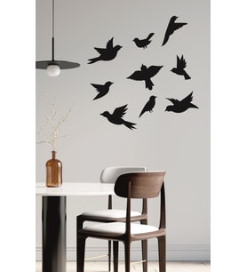 Uçan Kuşlar Dekoratif Duvar Sticker Kuş Sürüsü Siyah