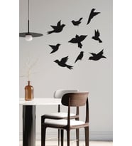 Uçan Kuşlar Dekoratif Duvar Sticker Kuş Sürüsü Siyah