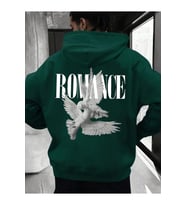 Unisex Romance Sirt Detayli Baskılı Oversize Sweatshirt (Yeşil)