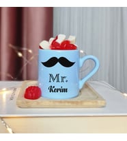 M.R Tasarımlı Kişiye Özel Mavi Türk Kahvesi Fincan