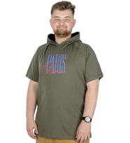 Mode XL Büyük Beden T-Shirt Kapşonlu Paris 22174 Haki