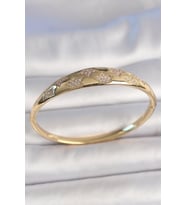 Pirinç Gold Renk Zirkon Taşlı Yıldız İşlemeli Kadın Kelepçe TJ-BB6918