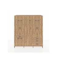 Kronos Dolap 11 Raflı 4 Çekmeceli 2 Askılı 220x59x243 Çam-Çam/Çam