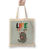 Funny Cat Lover Gifts For Women Men Kids Bez Çanta Uzun Saplı