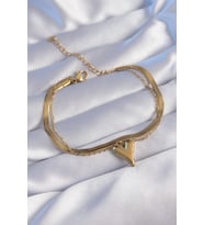 316L Çelik Gold Renk İtalyan Zincirli Kalp Model Bileklik 5886 - GLST1035-5712