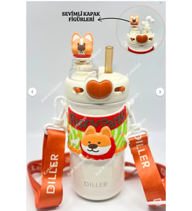 Vagonlife Diller Sevimli Köpek Çift Kapaklı- Çelik Termos 520 ML Bpa Free