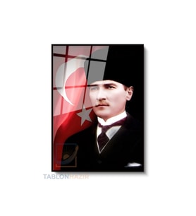 Dikey Çerçeveli Cam Cam Ata 033 Modern Ev Dekoru Duvar Sanatı Ev Ofis Tablosu (Siyah)