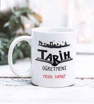 Tarih Öğretmeni Tasarımlı Kişiye Özel Kupa Bardak (Beyaz)