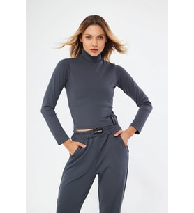 Lesa Wear Soft Touch Balıkçı Yaka Bluz Antrasit