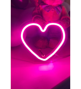Kalp Şeklinde Neon Led Işıklı Çocuk Odası Tablosu 15x13 cm (Krem)