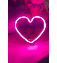 Kalp Şeklinde Neon Led Işıklı Çocuk Odası Tablosu 15x13 cm (Krem)