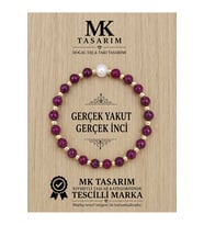 GERÇEK YAKUT TAŞI GERÇEK İNCİ BİLEKLİK MK.7000.823- RAHATLIK-DİNGİNLİK-ENERJİ- STRES BİLEKLİĞİ