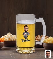 BK Gift Kişiye Özel Erkek Patron Karikatürlü Cam Bira Bardağı 50cl-3 (Beyaz)