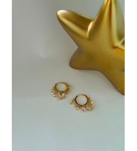 Tek Taş Charm Halka Küpe (Çelik)