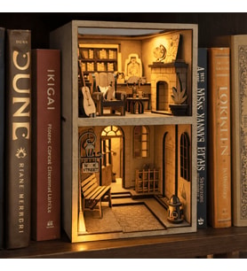 Magic Book Nook Ahşap Maket Seti – 2 Katlı Peri LED'li Kitaplık Dekoru DIY