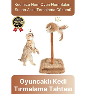 Özel Üretim Dayanıklı Eğlenceli 14x14 cm En 26 cm Yükseklik Sesli Oyuncaklı Kedi Tırmalama Tahtası